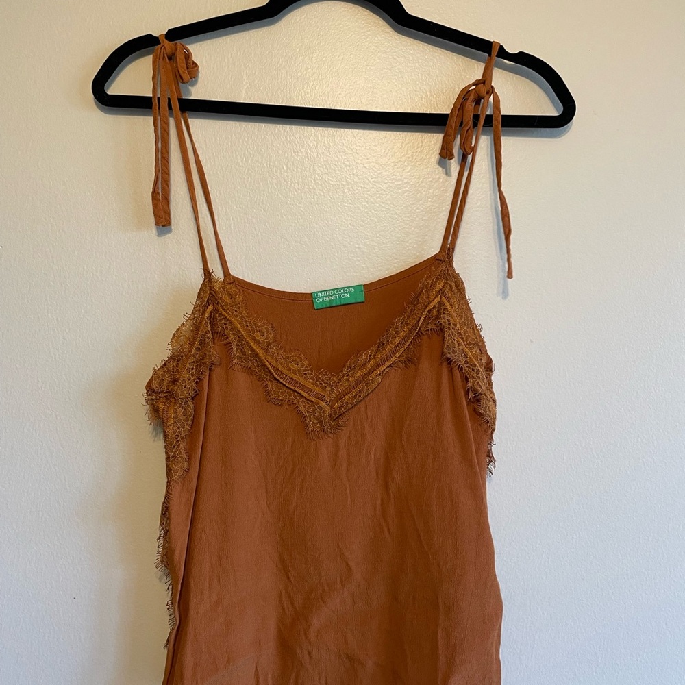 United Colors Of Benetton Brown Ruffled Tie Front Camisole